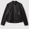 Men Black Bomber Leather Jacket