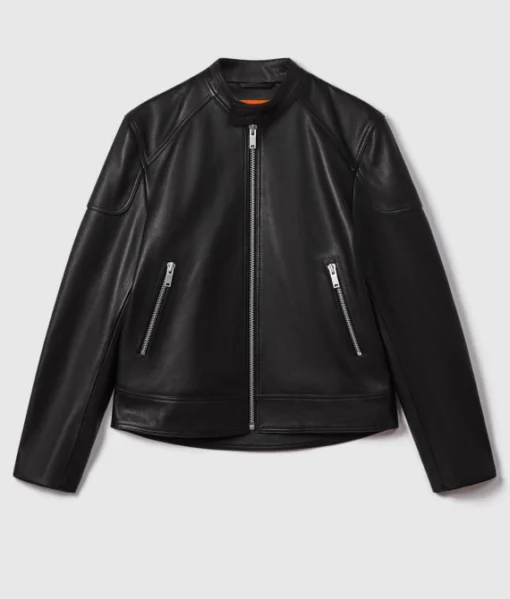 Men Black Bomber Leather Jacket