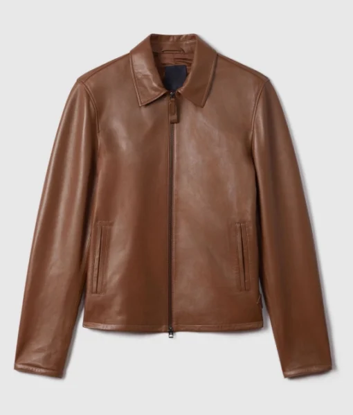 Men Brown Pu Biker Jacket