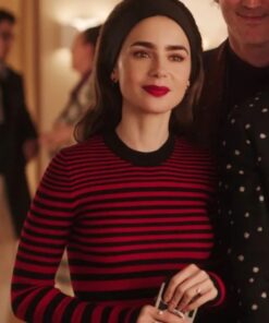 TV-Series Emily in Paris Season 4 Emily Cooper Red & Black Striped Sweater