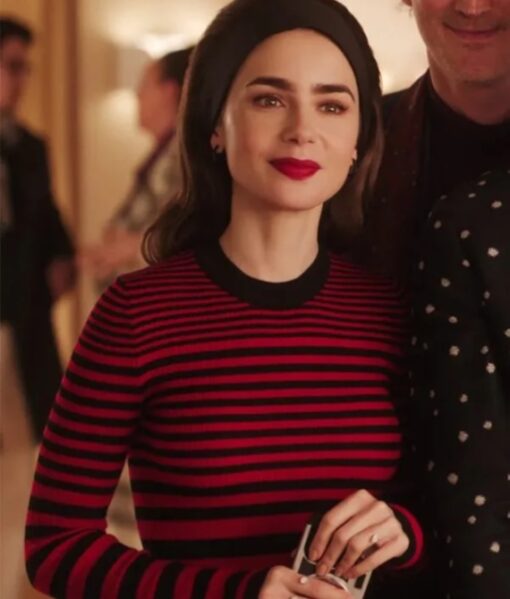 TV-Series Emily in Paris Season 4 Emily Cooper Red & Black Striped Sweater