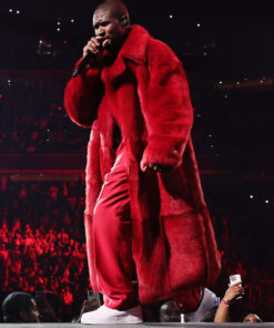 2024 Past Present Future Tour Usher Red Faux Fur Coat - Replica