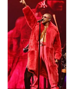 Usher Red Fur Coat