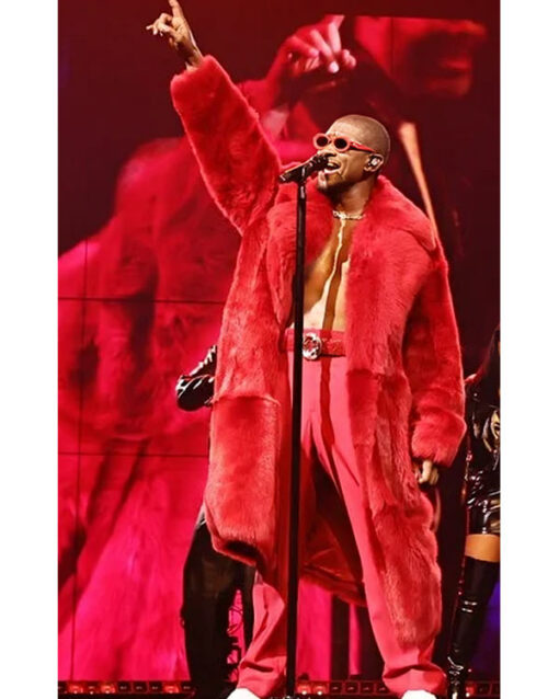 Usher Red Fur Coat