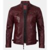 Maroon Quilted Biker Leather Jacket