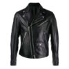 Men Black Double-Zip Motorcycle Jacket