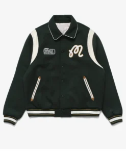 Malbon X Felt Green Letterman Jacket