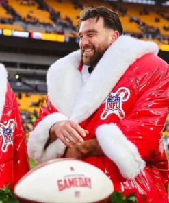 Travis Kelce Red Santa Christmas Coat