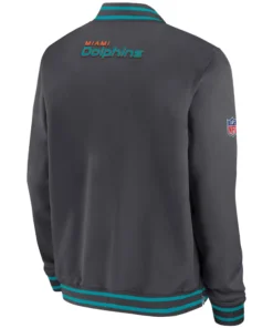 Miami-Dolphins-Sideline-Coach-Grey-Bomber-Jacket